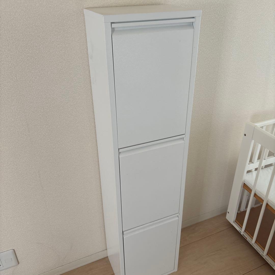 ホワイト 3段ごみ箱