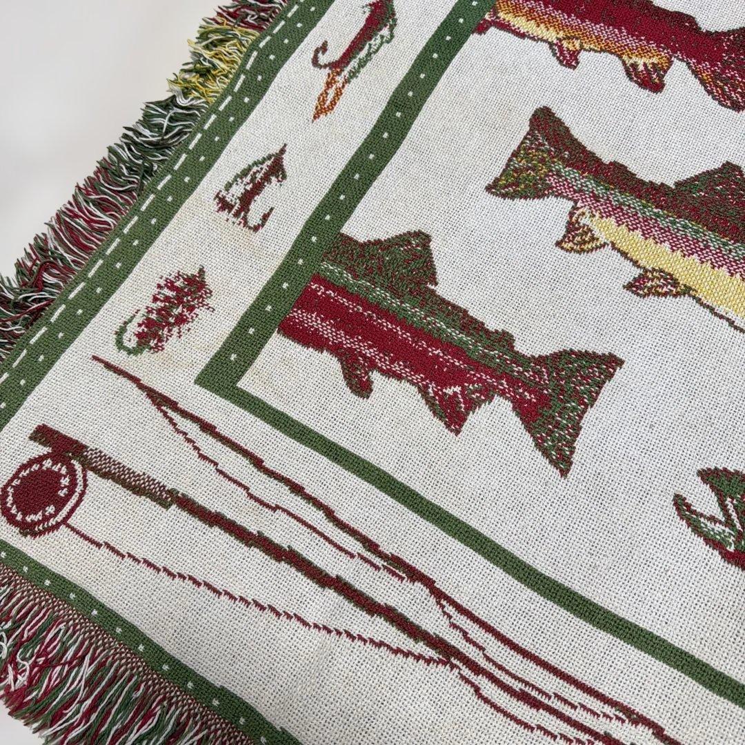 釣り　魚　マルチカバー　ソファカバー　ヴィンテージラグ　184x124