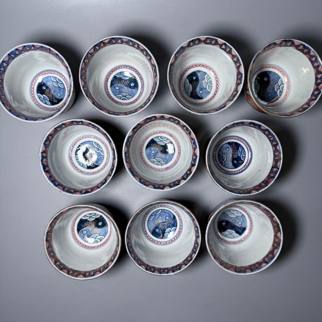 古伊万里　染錦梅桜牡椿文様向付　極上十客　銘　冨貴長春　古器を楽しむ　上品な器