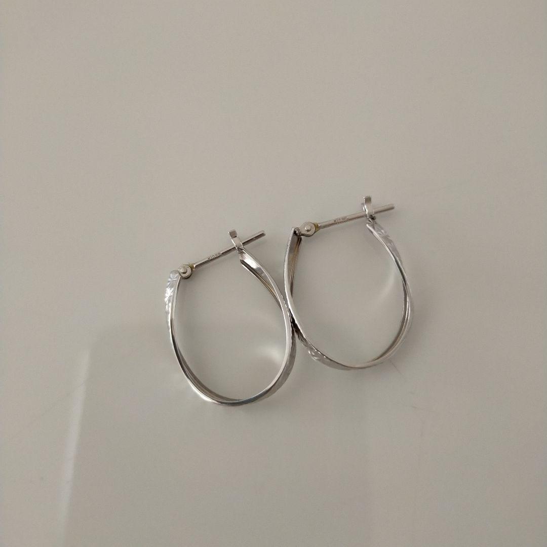 ジュエリーツツミ　K10ホワイトゴールドフープピアス　tsutsumi