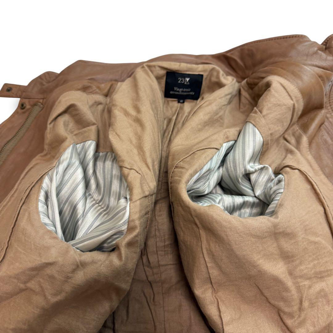 23区 1929 ラムレザー ライダースジャケット 48 羊革　フード収納