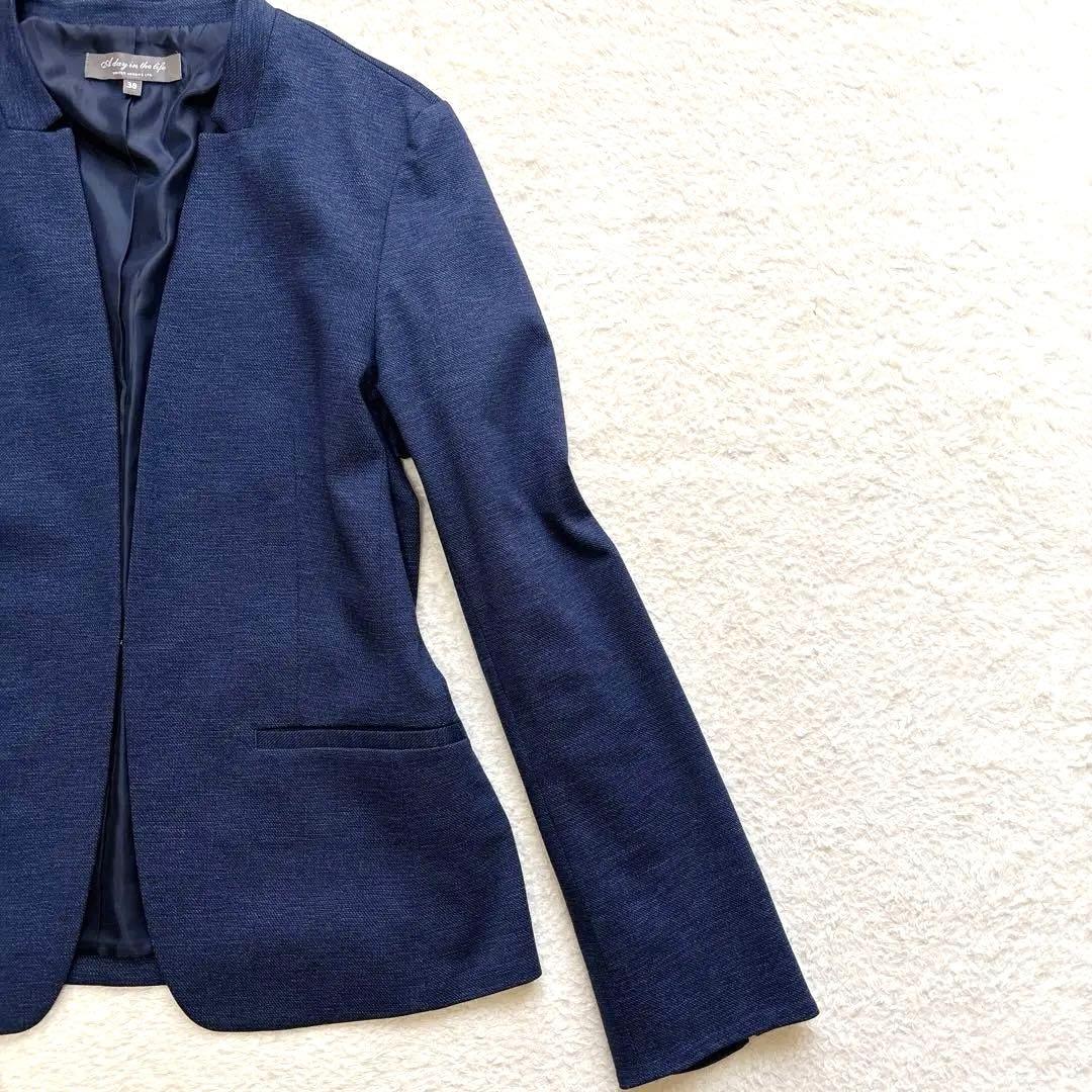 美品✨ユナイテッドアローズ　洗える ノーカラースーツ ネイビー セットアップ　M
