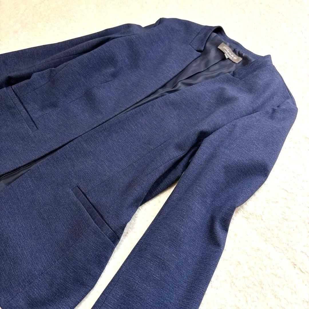 美品✨ユナイテッドアローズ　洗える ノーカラースーツ ネイビー セットアップ　M