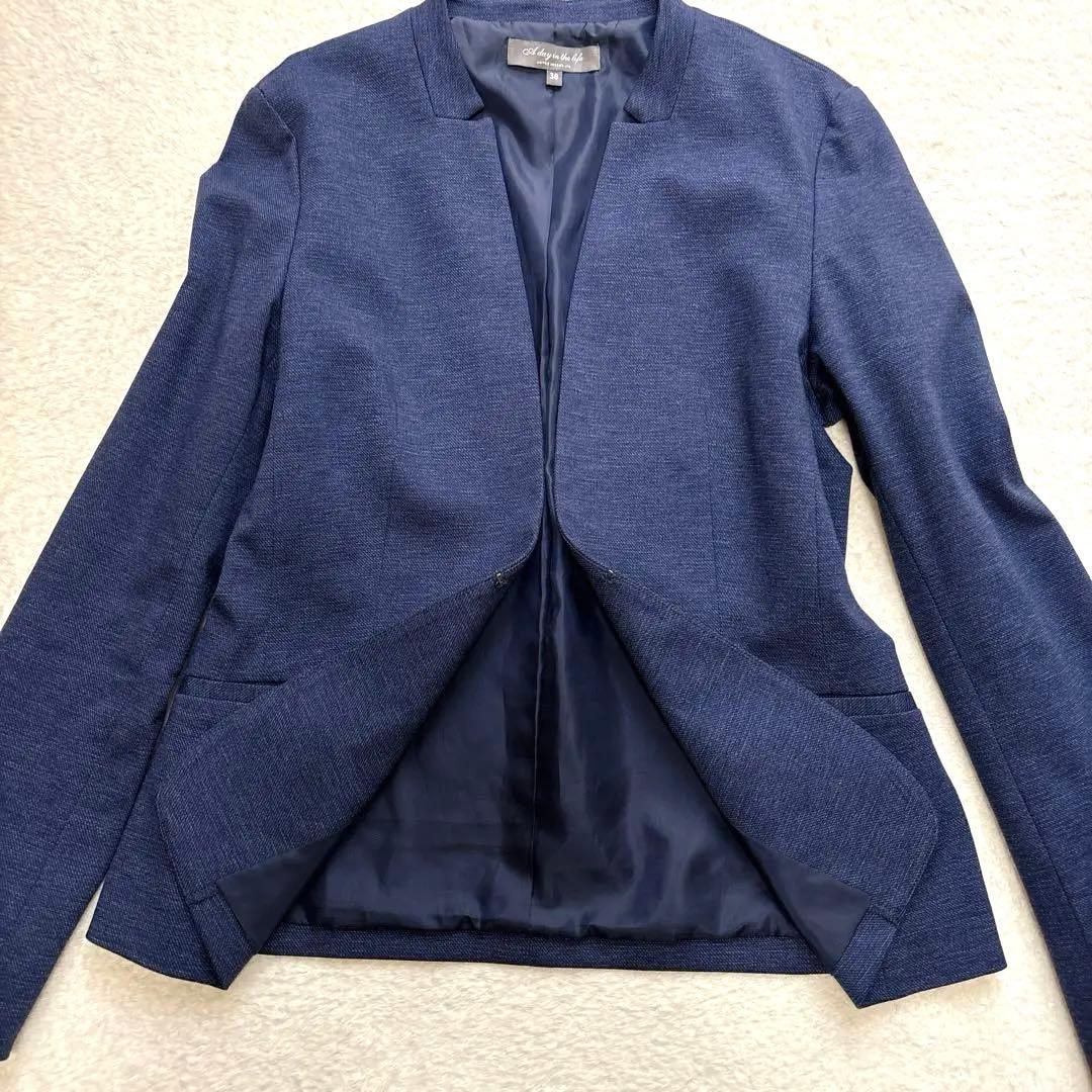 美品✨ユナイテッドアローズ　洗える ノーカラースーツ ネイビー セットアップ　M