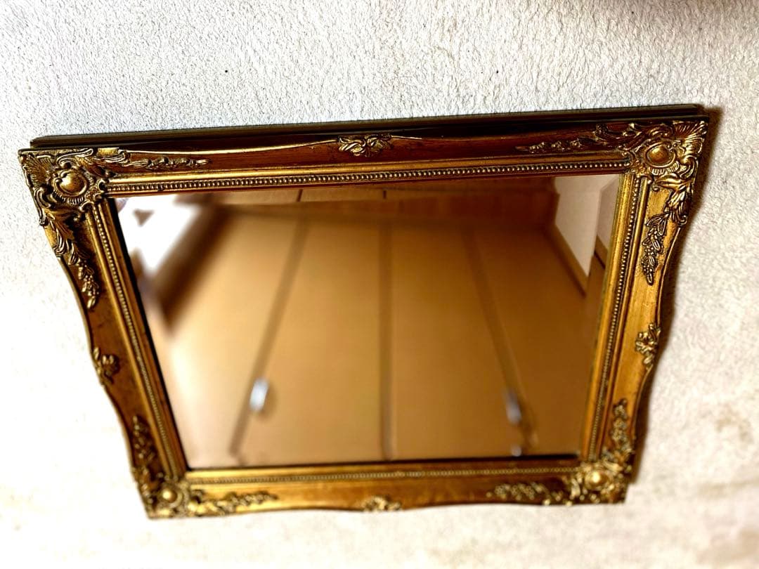 アンティーク　鏡　ミラー　骨董品　ビンテージ　絵画の額縁等にも！　ロココ調西洋風