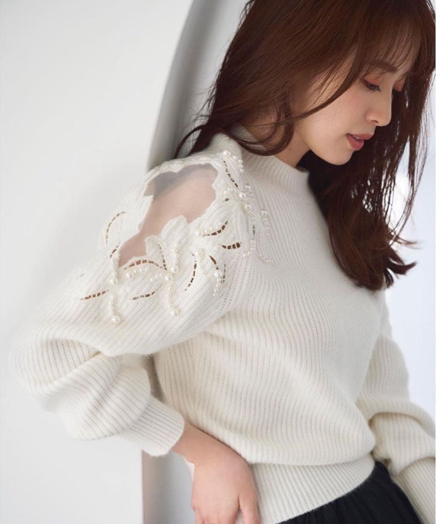 【新品未使用】＊未開封＊アプワイザーリッシェ アシメレースニット グレー