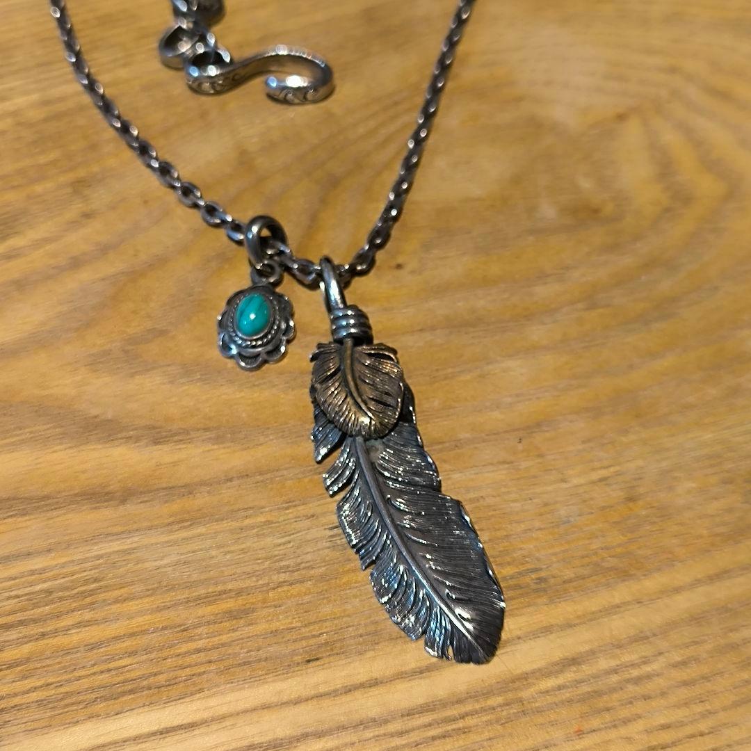 SAAD フェザー ネックレス ホイール ターコイズ 925 Silver