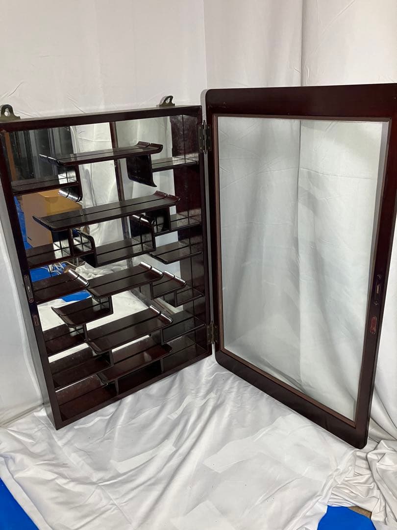 【Y1004】飾り棚 唐木 中国 古美術 アンティーク ビンテージ 鏡 壁掛け