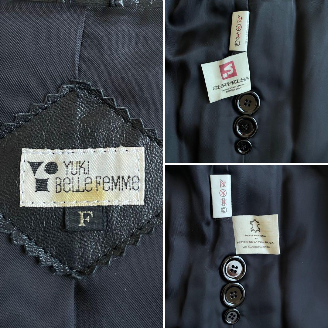 ユキ ベルファム 羊革 ラムレザー トレンチコート ベルトデザイン仕様 ブラック