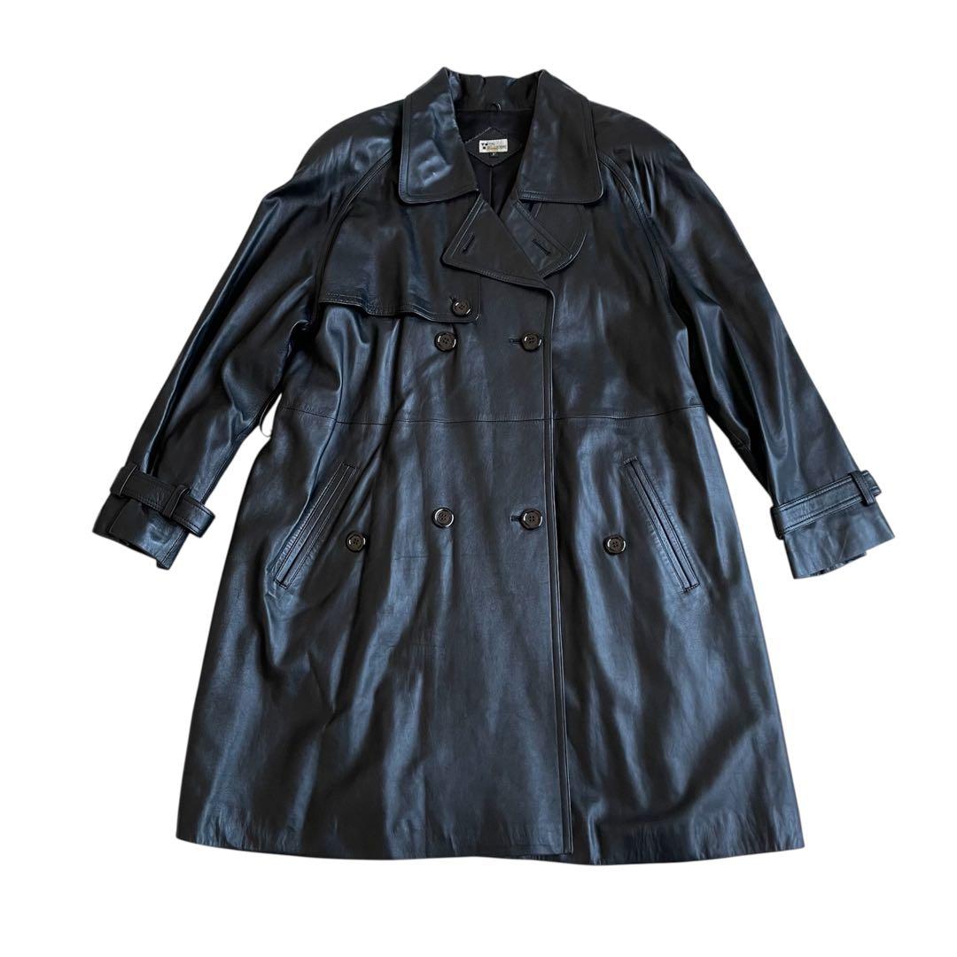 ユキ ベルファム 羊革 ラムレザー トレンチコート ベルトデザイン仕様 ブラック