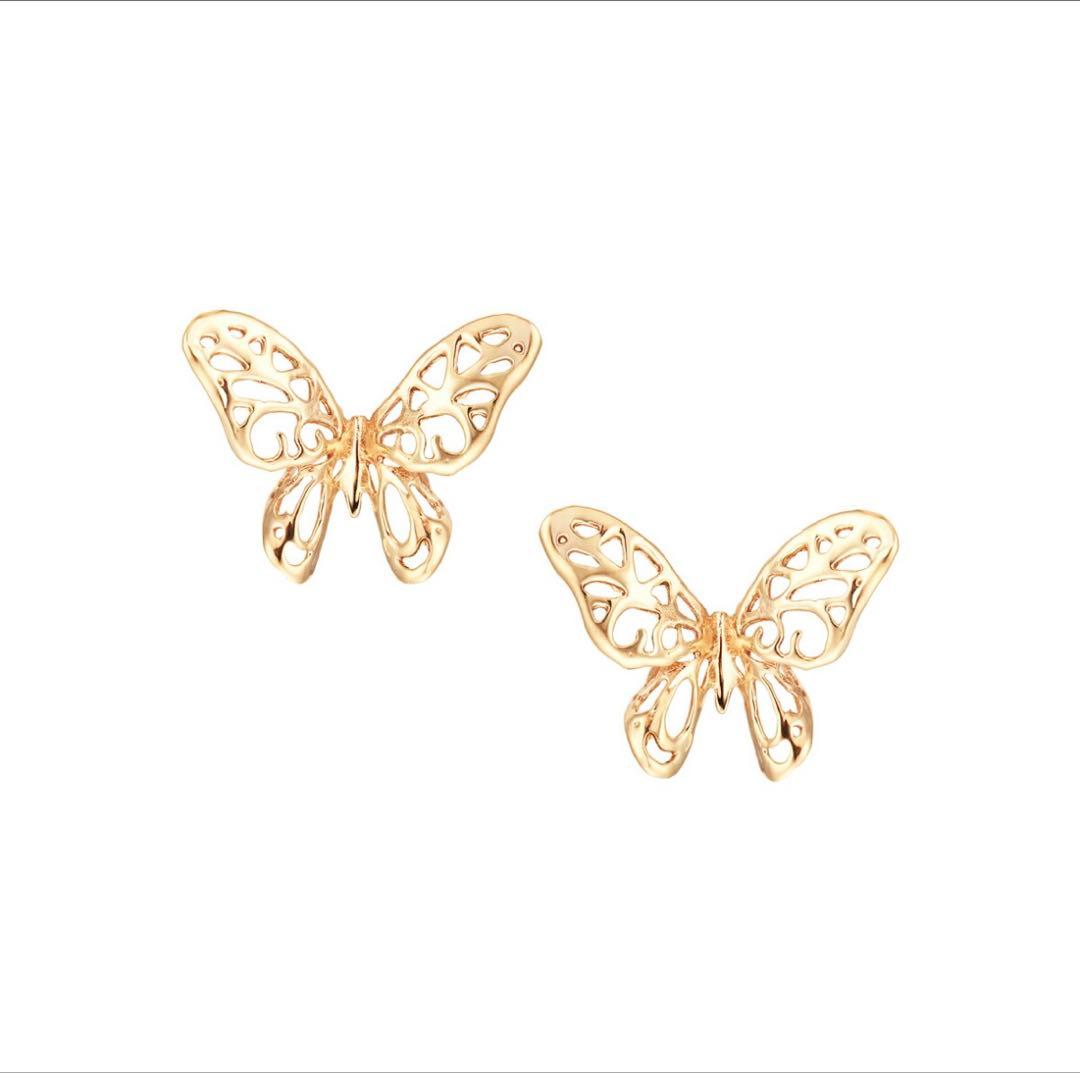 TSUTSUMI K10 YG 蝶のピアス　透かし模様　試着のみ