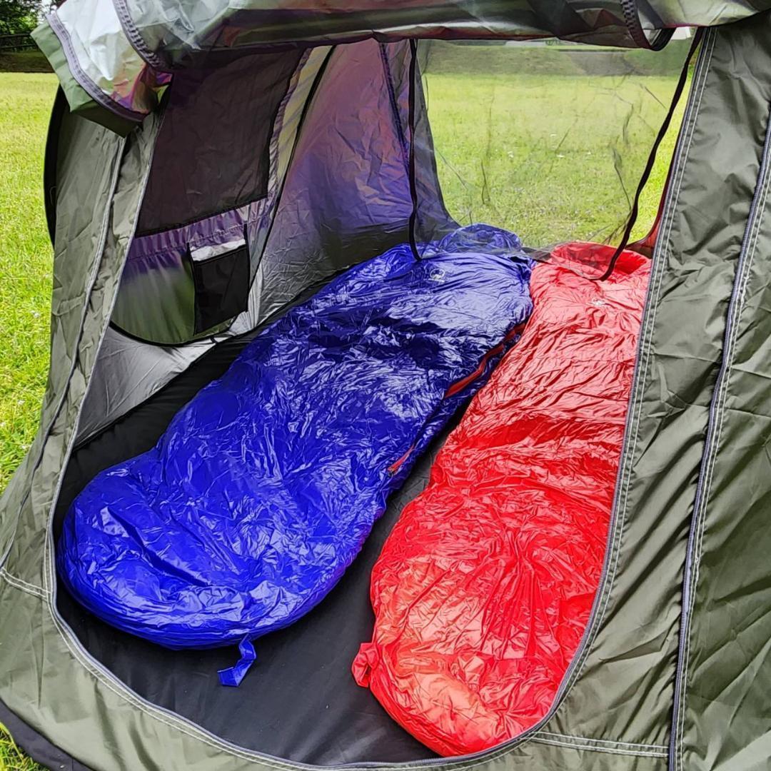 ★人気＆特価★寝心地最高！　マミー型　寝袋 ダウンシュラフ　400g　レッド