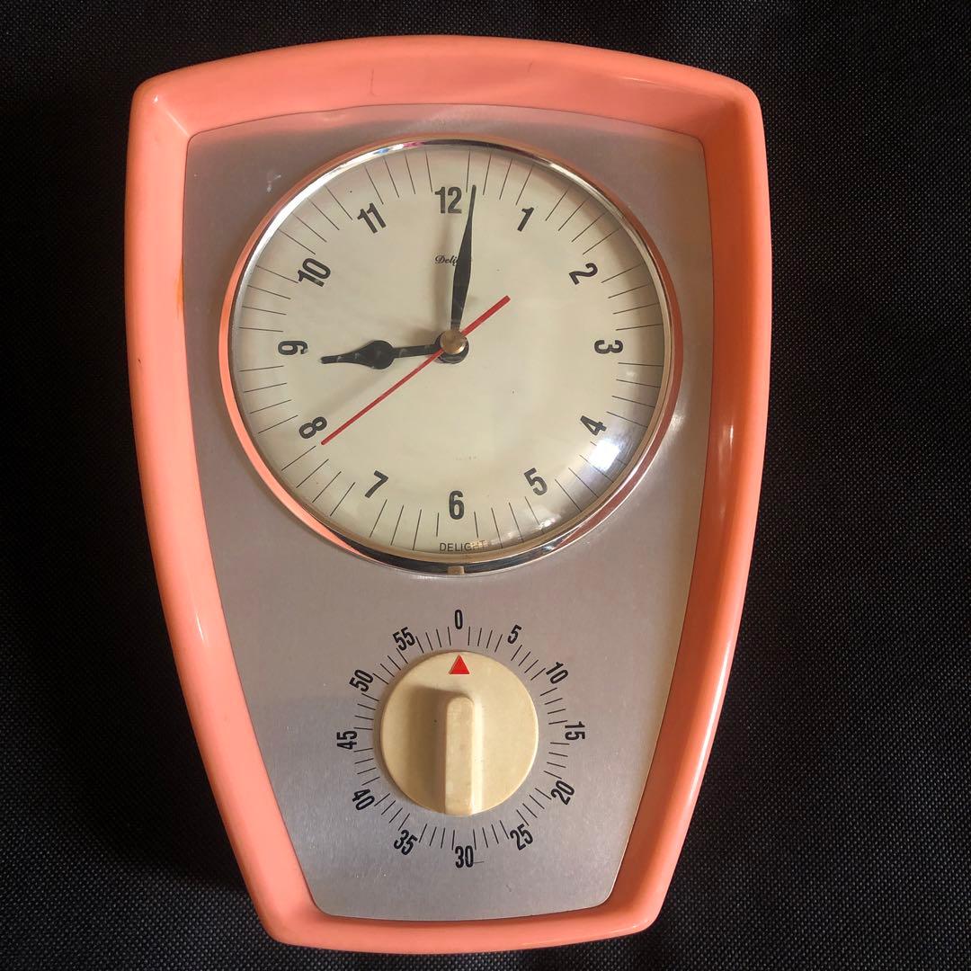 未使用　レトロ　時計　タイマー付　掛け時計　インテリア　アンティーク