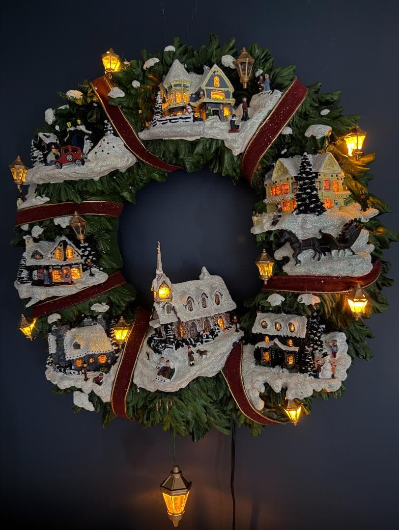 トーマスキンケード リース クリスマス ビレッジ 直径約42cm