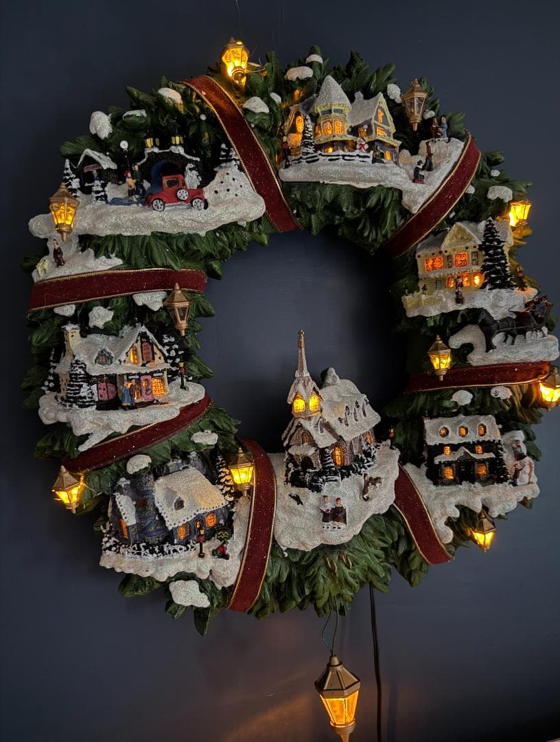 トーマスキンケード リース クリスマス ビレッジ 直径約42cm