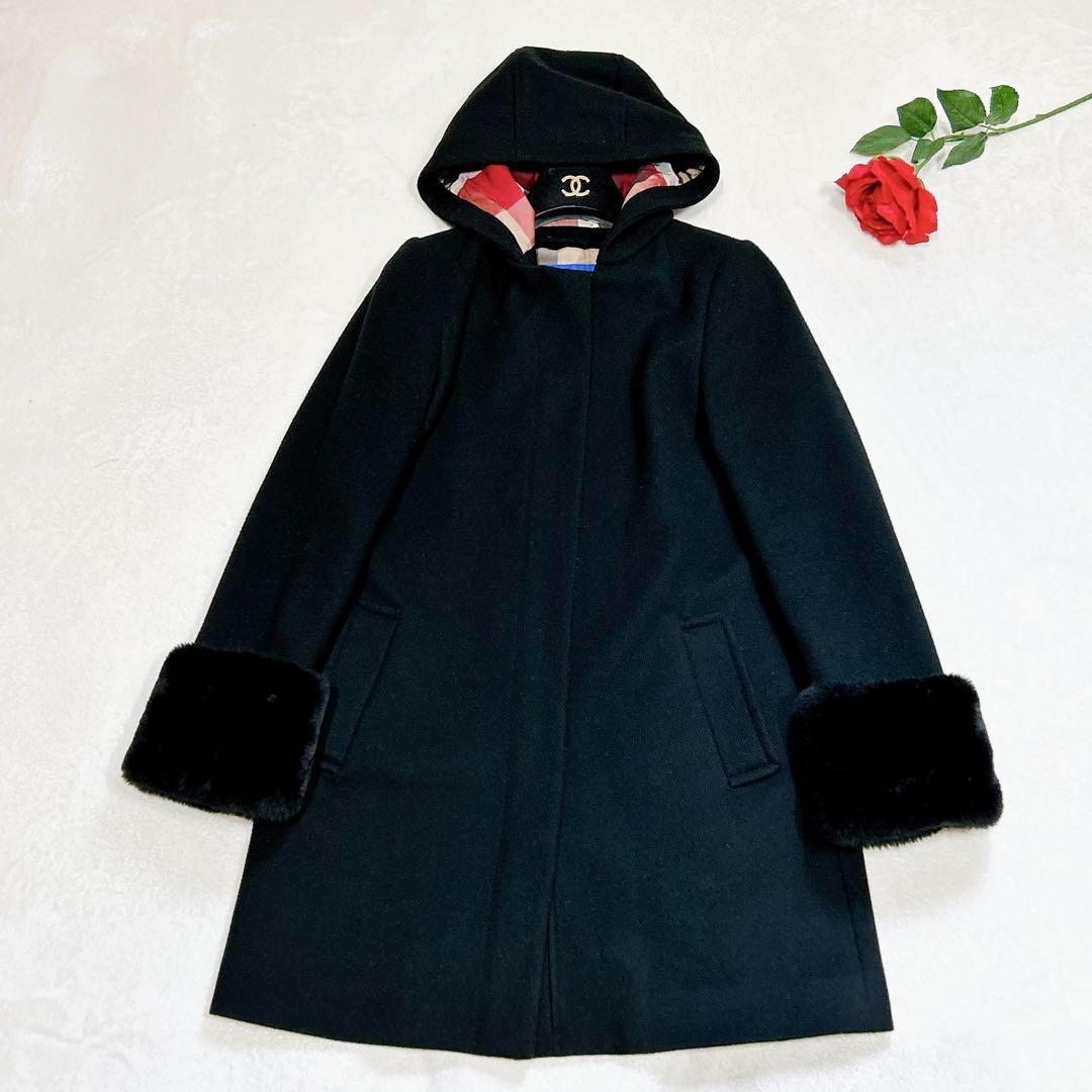 ほぼ未使用✨　ブルーレーベル　クレストブリッジ　ロング　コート　ボア　ファー