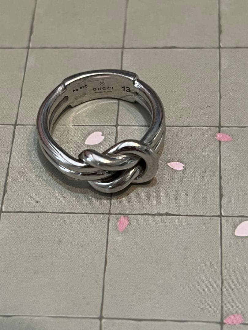 グッチ　シルバー 編み込みデザインリング 13号