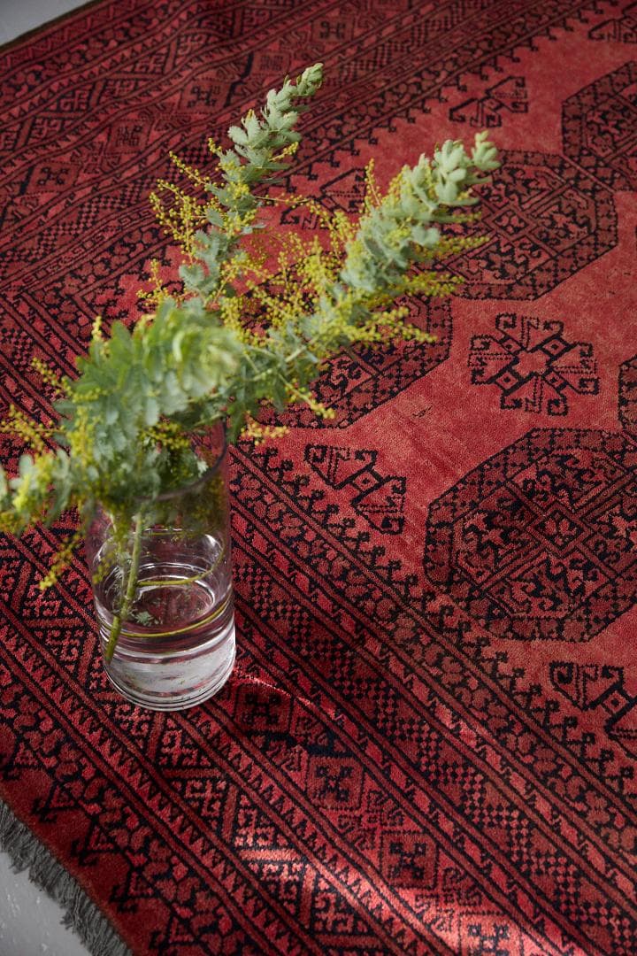 大型ヴィンテージラグ　トライバルラグ　アフガニスタン産（274×198cm）赤