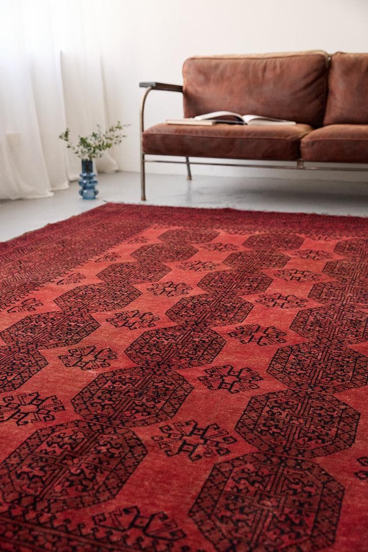 大型ヴィンテージラグ　トライバルラグ　アフガニスタン産（274×198cm）赤