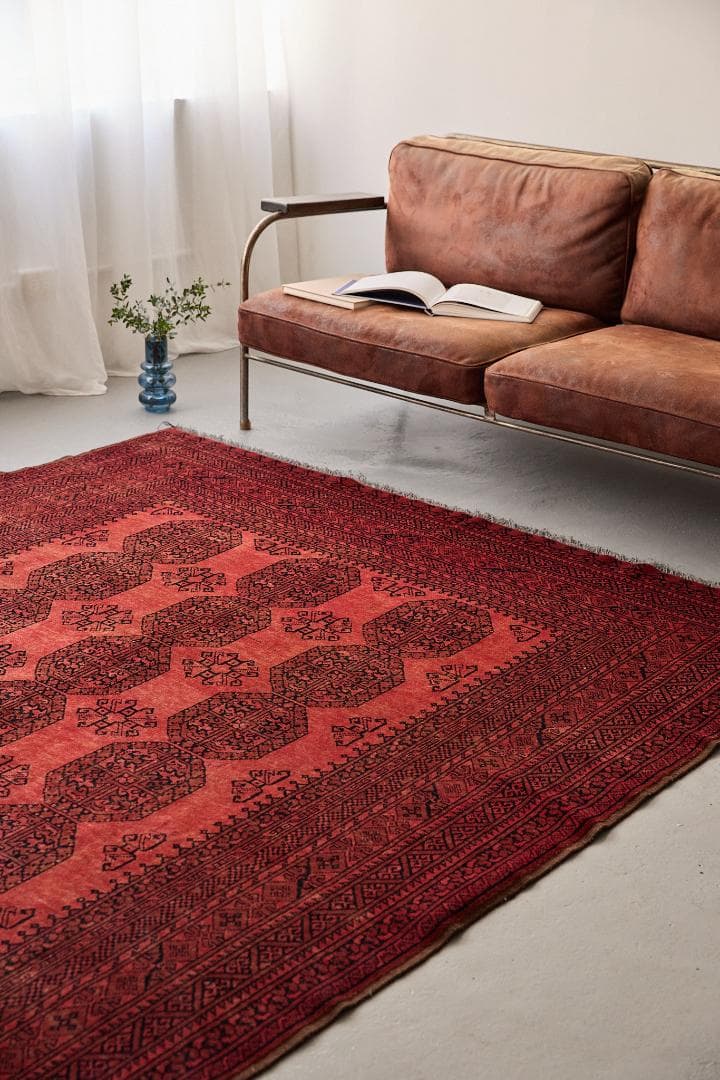 大型ヴィンテージラグ　トライバルラグ　アフガニスタン産（274×198cm）赤