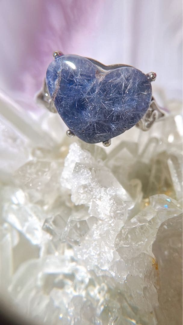 天然石 デュモルチェライトインクォーツ 指輪 silver925 フリーサイズ