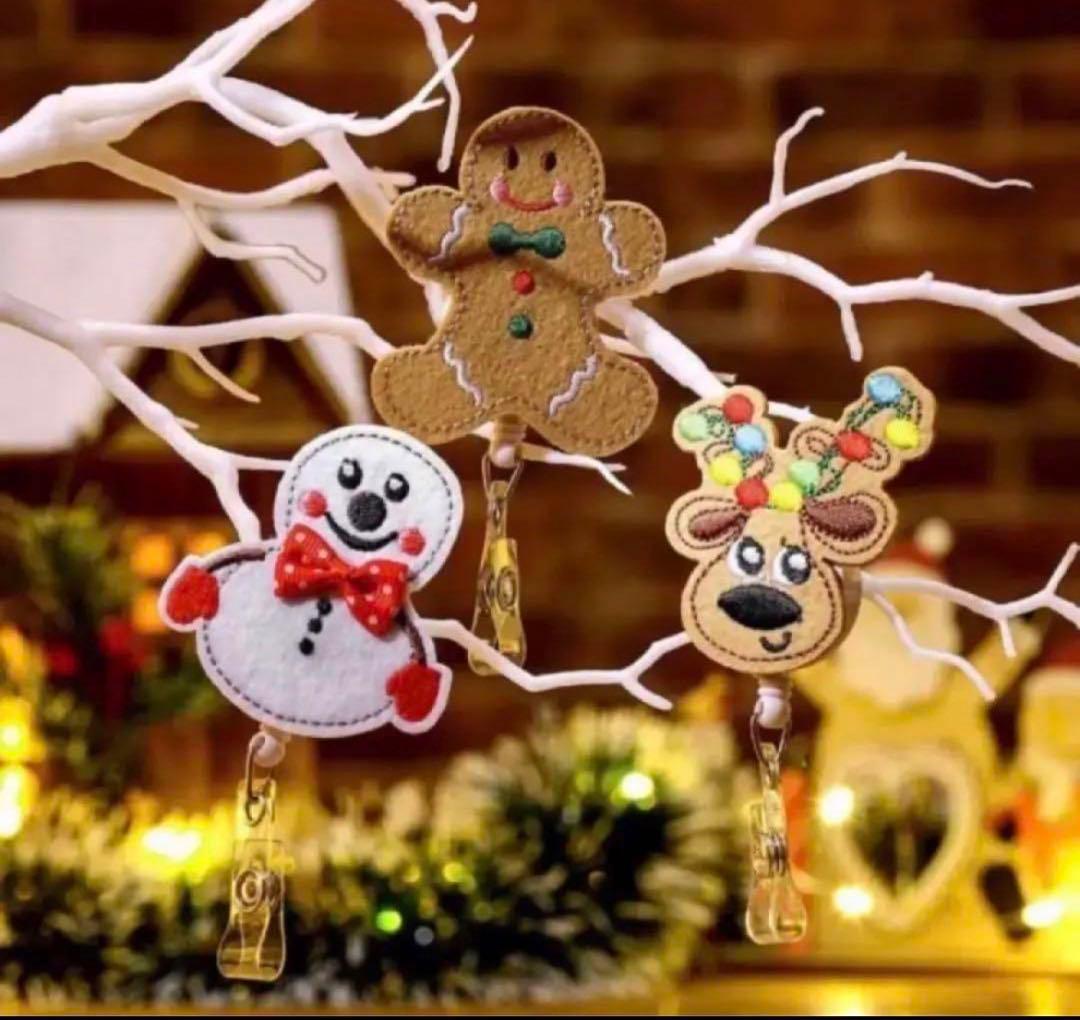 オーナメントにも✨雪だるま　トナカイ　IDホルダー　クリスマス　雪だるま