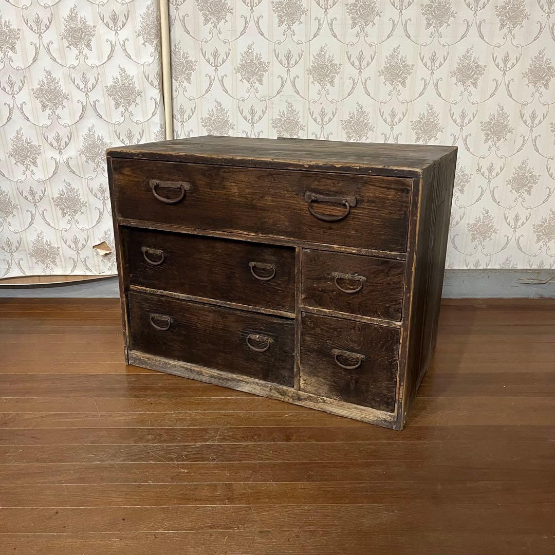 【アンティーク】昭和レトロ 木製 小箪笥 小引出し 収納棚 チェスト 古家具