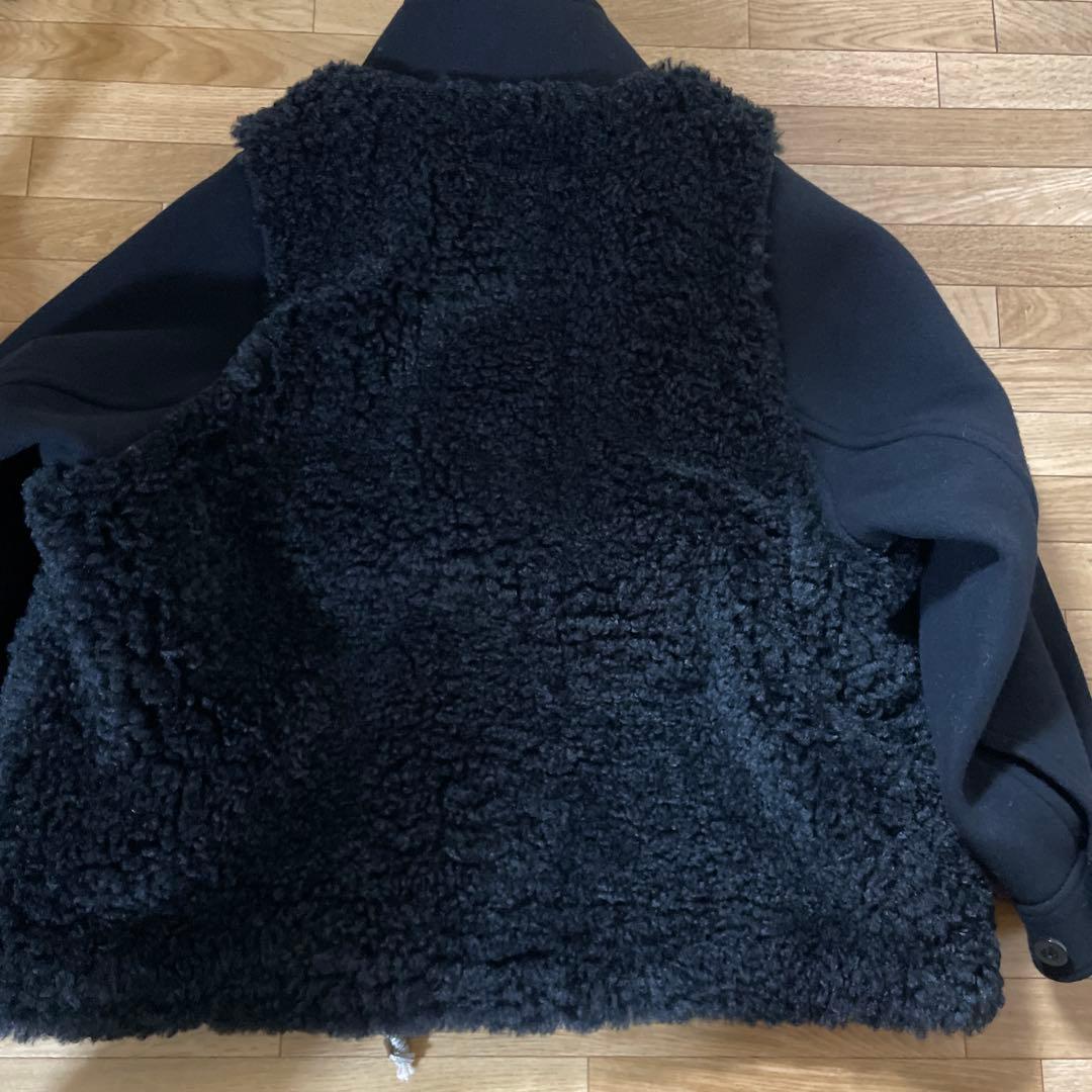 25AW ハイクHYKE ★新品★ダブルフェイス ダッフルコート ボアブラック2