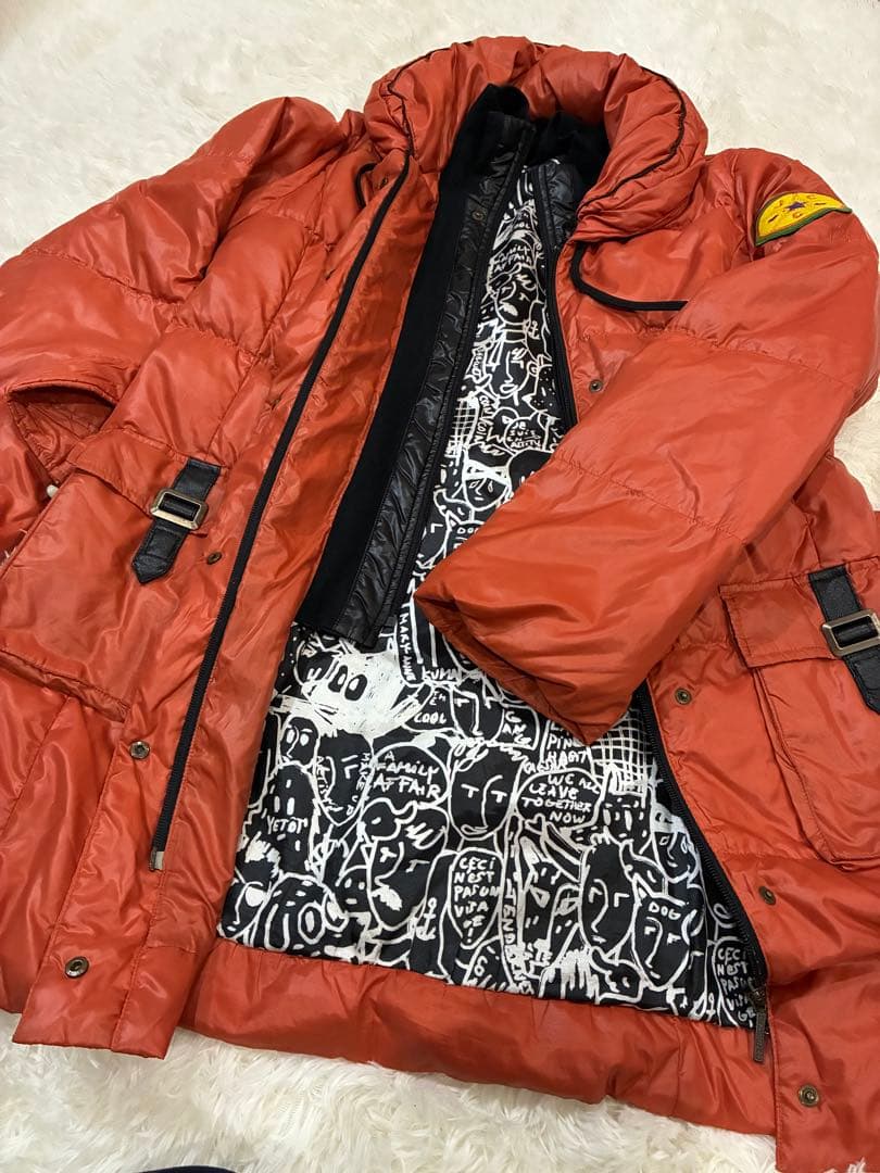 benimaruカステルバジャック ダウンコート オレンジ 2重襟 リブ