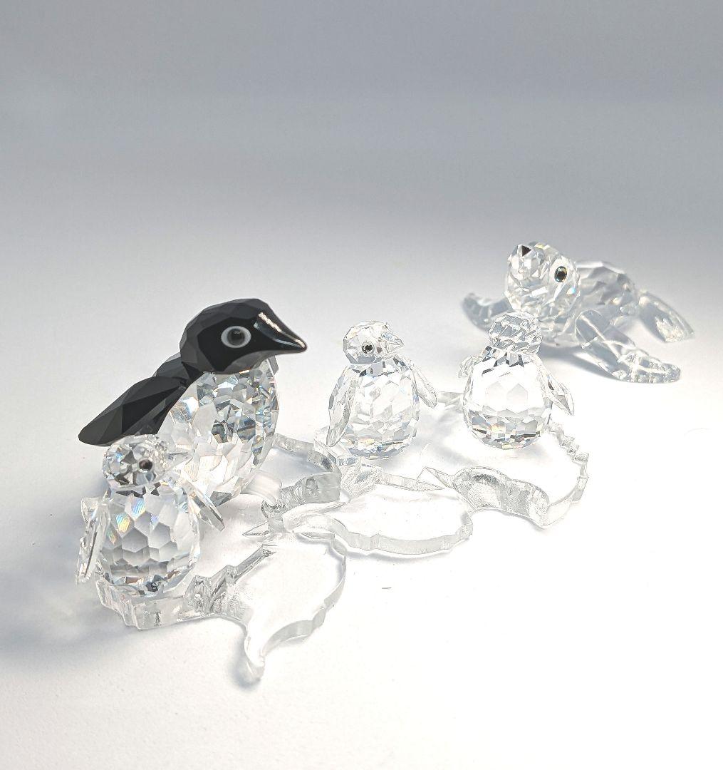 とても可愛い　3点セット　親ペンギン　アシカ　オマケ子ペンギン　スワロフスキー