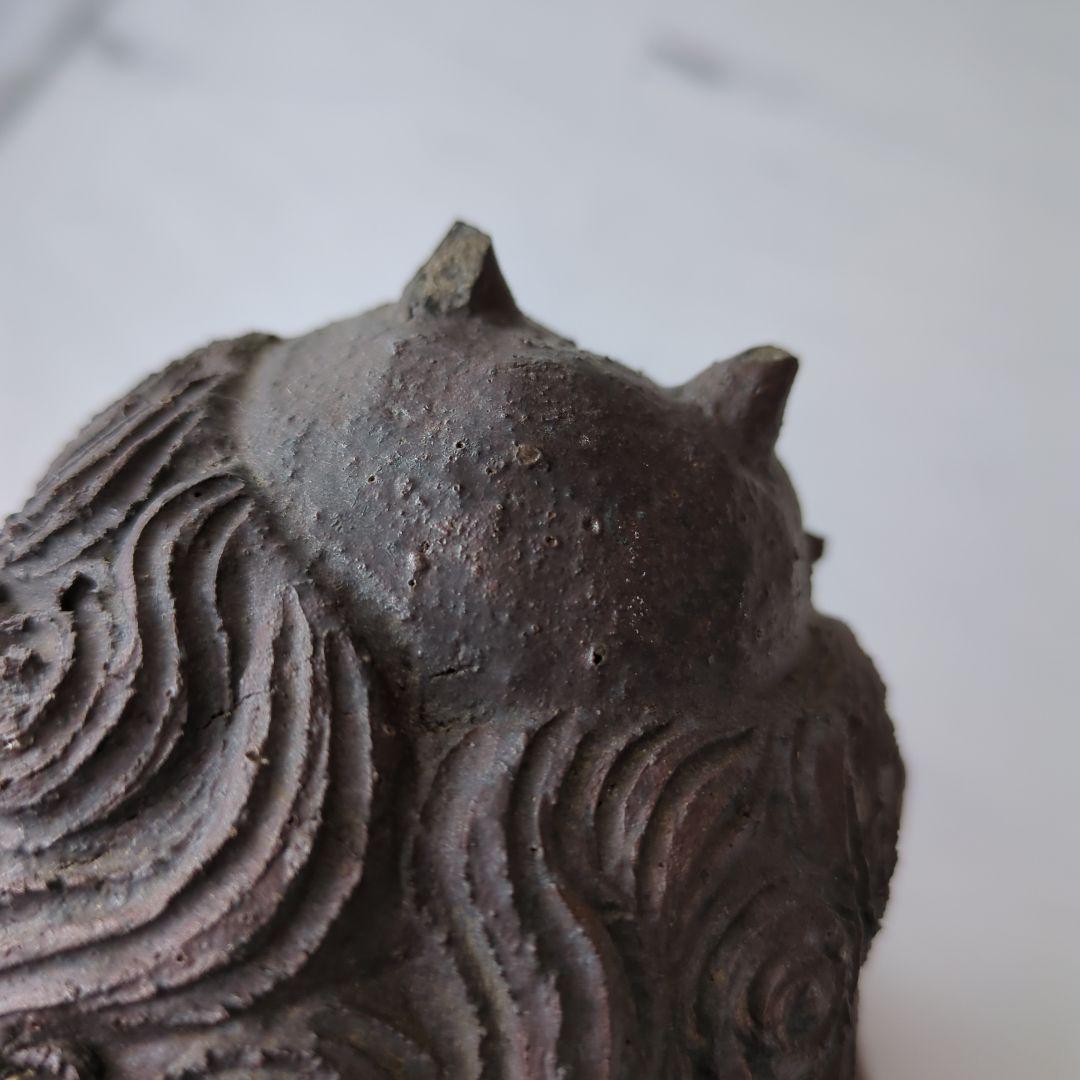 【村秀鬼瓦工房】鬼もひるね 金棒 鬼の置物 安田瓦 装飾瓦 新潟県 工芸品