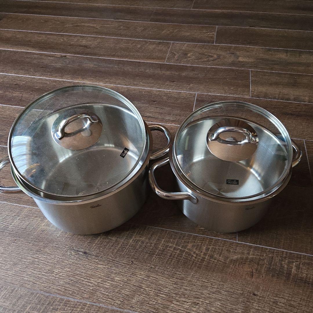 フィスラー　ステンレス製両手鍋セット（大・小）