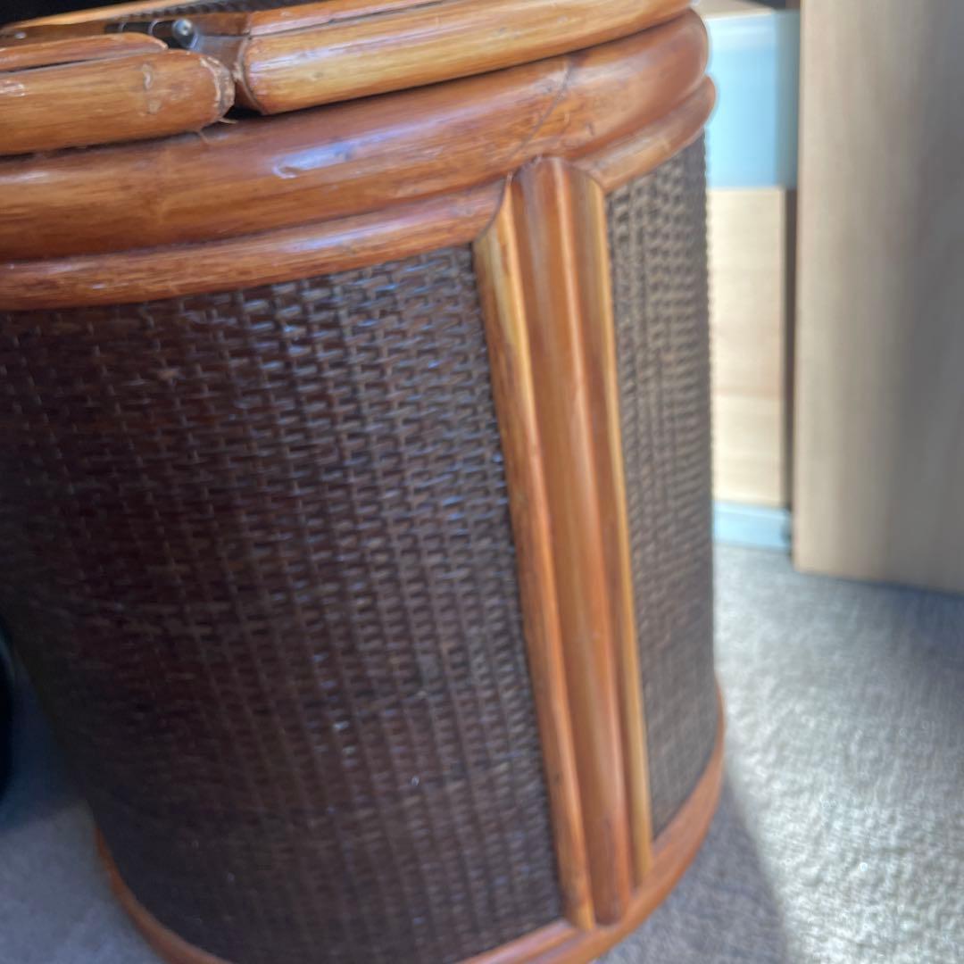 ラタン籐 バスケット 椅子　kazama 希少昭和レトロ