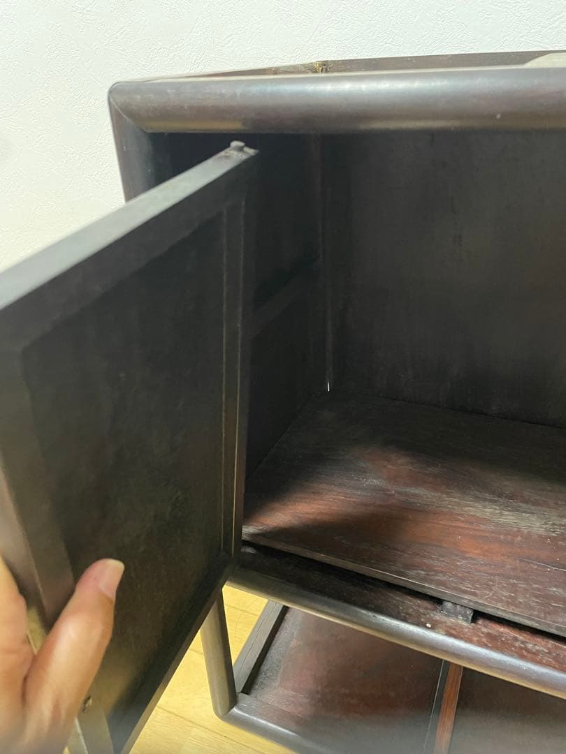 ナ*コ様 木製/漆塗/観音開き/茶箪笥/木工芸/時代/骨董/古美術/茶道/中国/