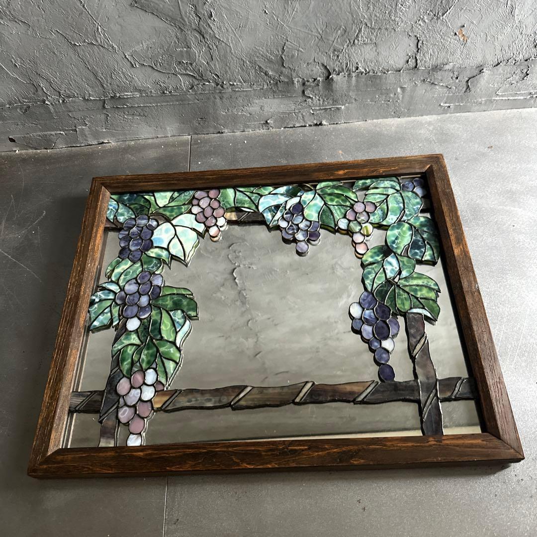 最終お値下げ❣️素敵すぎる❣️ヴィンテージ　ステンドグラス壁掛け鏡　ミラー