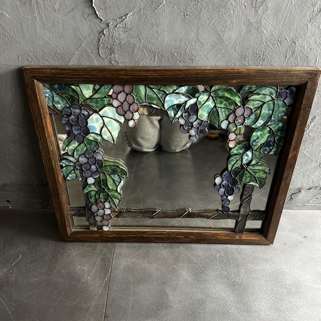 最終お値下げ❣️素敵すぎる❣️ヴィンテージ　ステンドグラス壁掛け鏡　ミラー