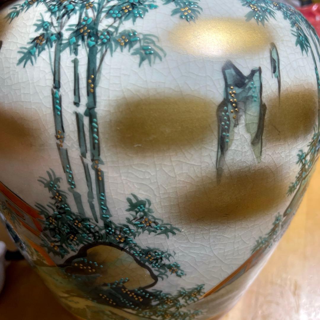 九谷焼き　松鶴　壷　骨董品　時代物