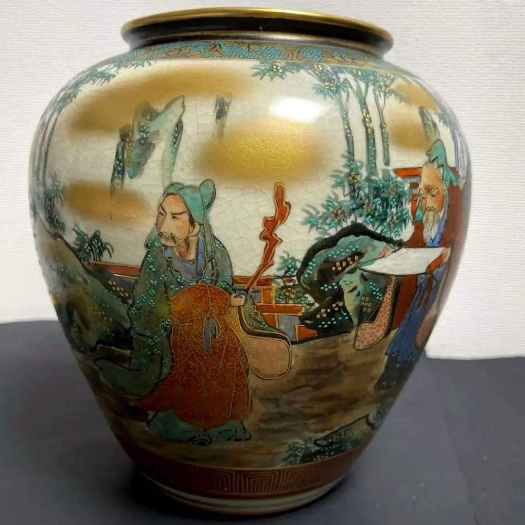 九谷焼き　松鶴　壷　骨董品　時代物