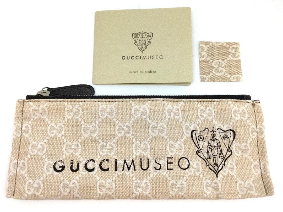 グッチミュゼオ ペンケース GGキャンバス ベージュ 中古美品！(58016)