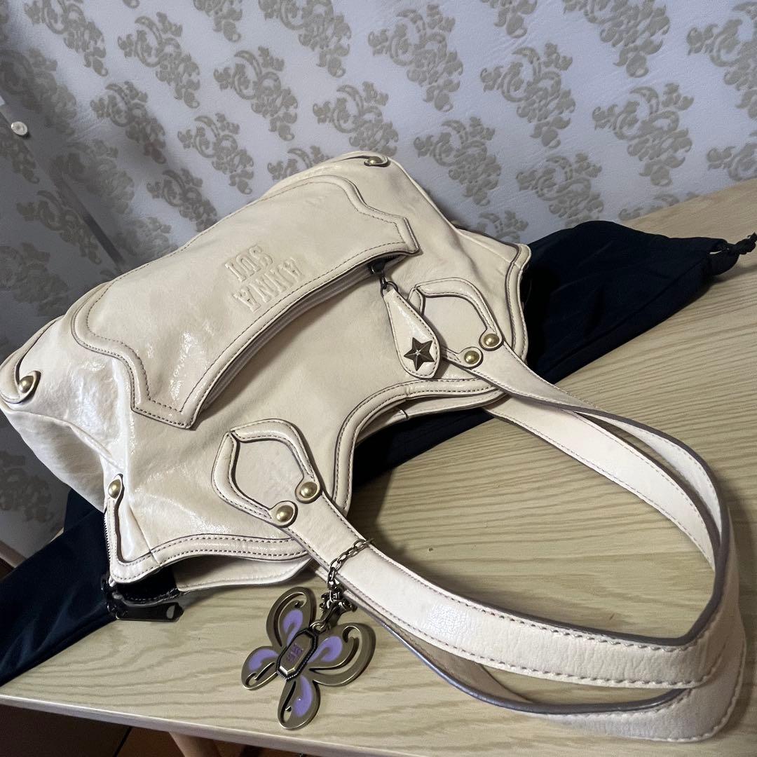 mie☆アナスイ☆ドリトルシリーズ本革レザートートバッグ蝶チャーム