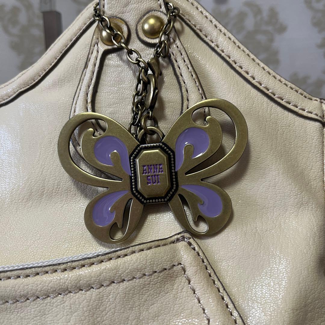 mie☆アナスイ☆ドリトルシリーズ本革レザートートバッグ蝶チャーム