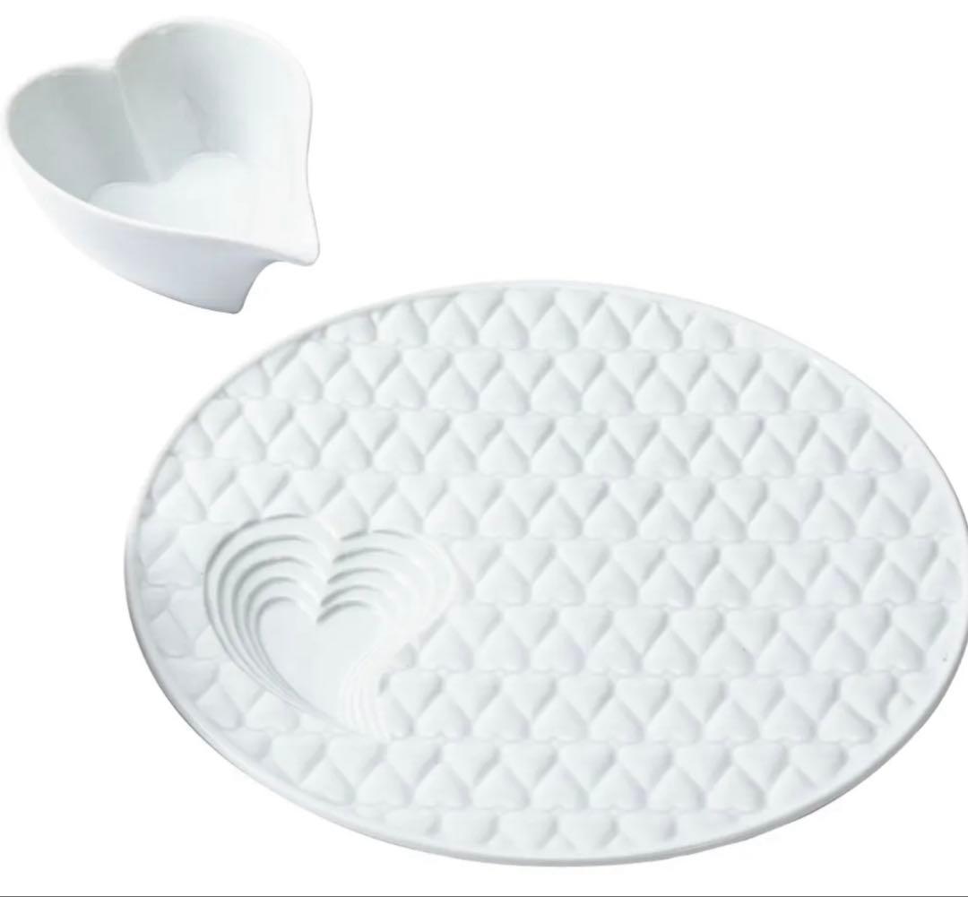 【波佐見焼 丹心窯 ハートフルキルティングプレート&ハートボウル】2セット