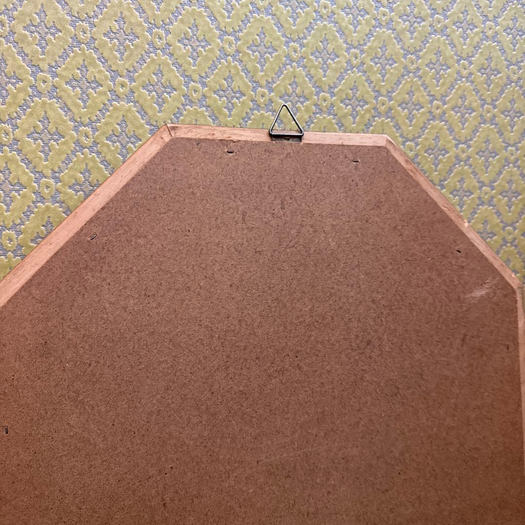 イタリア製 マホガニーフレーム オクタゴンシェイプ 天然木 ウォールミラー