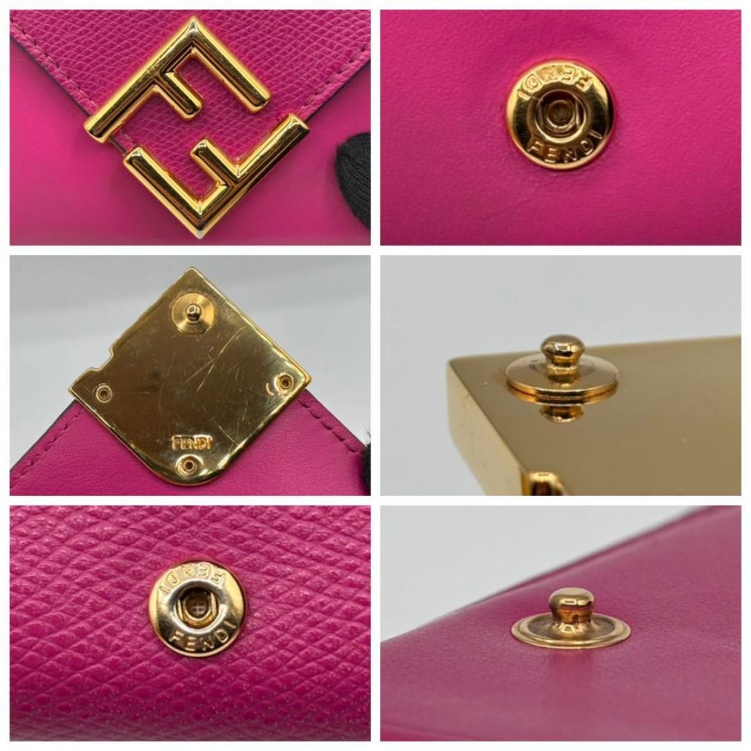 美品 現行 フェンディ 保存箱袋付 FFダイヤモンド バイカラー 三つ折り財布