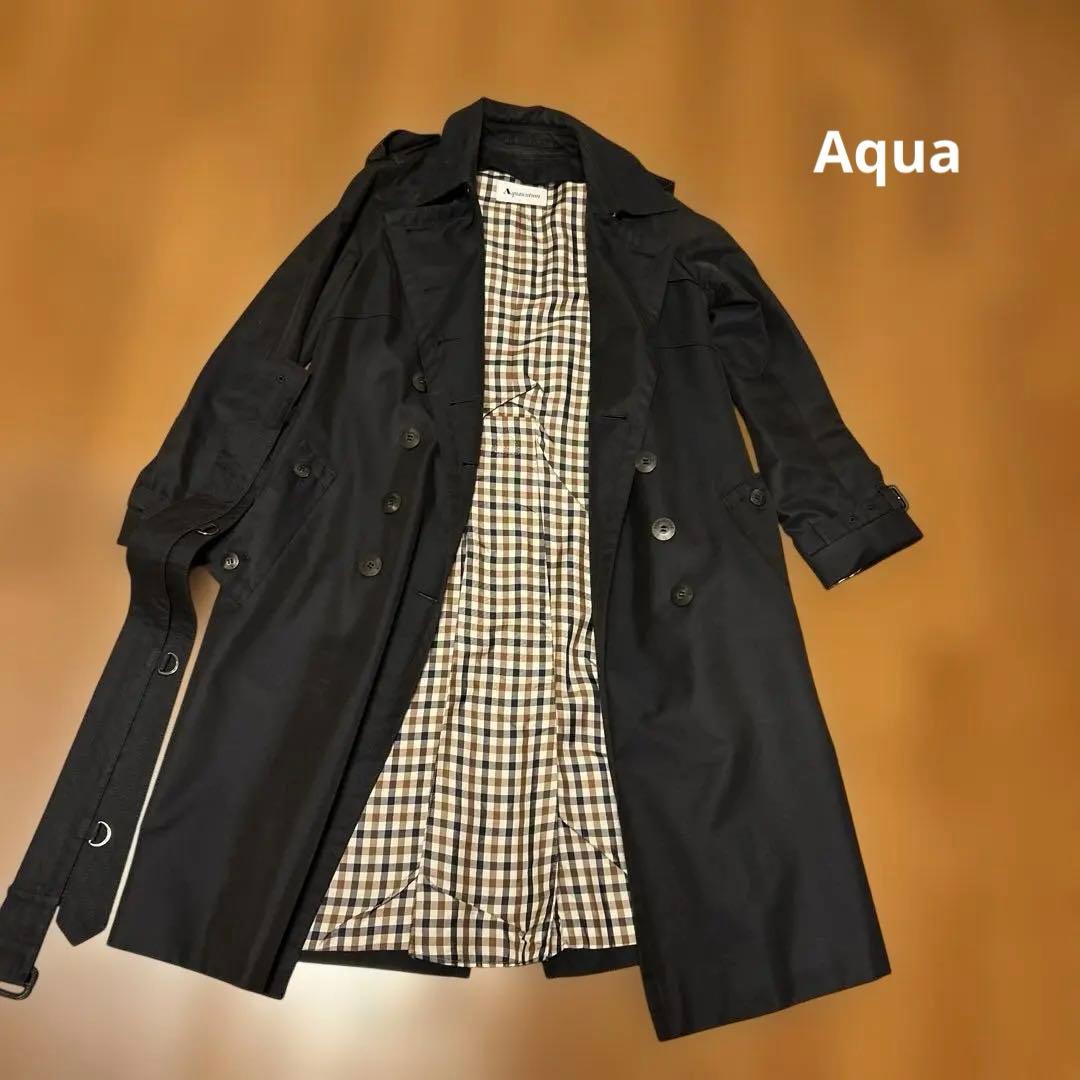 アクアスキュータム トレンチコート M6 ライナー2枚付 美品伊勢丹購入ネイビー