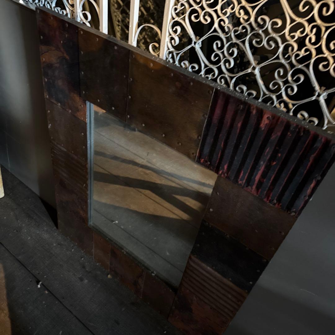 トルコ銅張りミラーS 銅飾り鏡