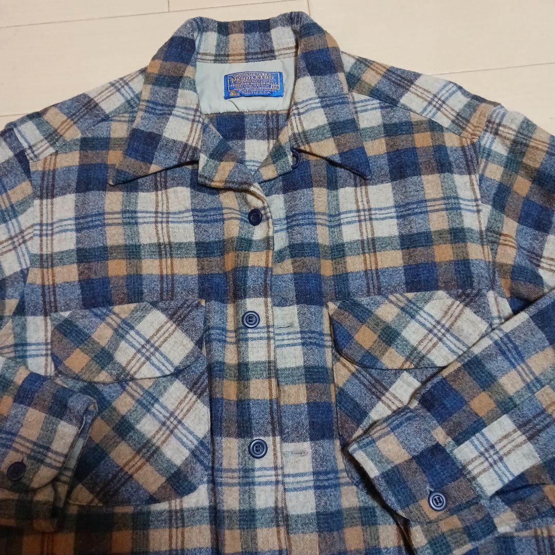 【70s〜80s USA製】ペンドルトン ウールネルシャツ ブルータグ チェック