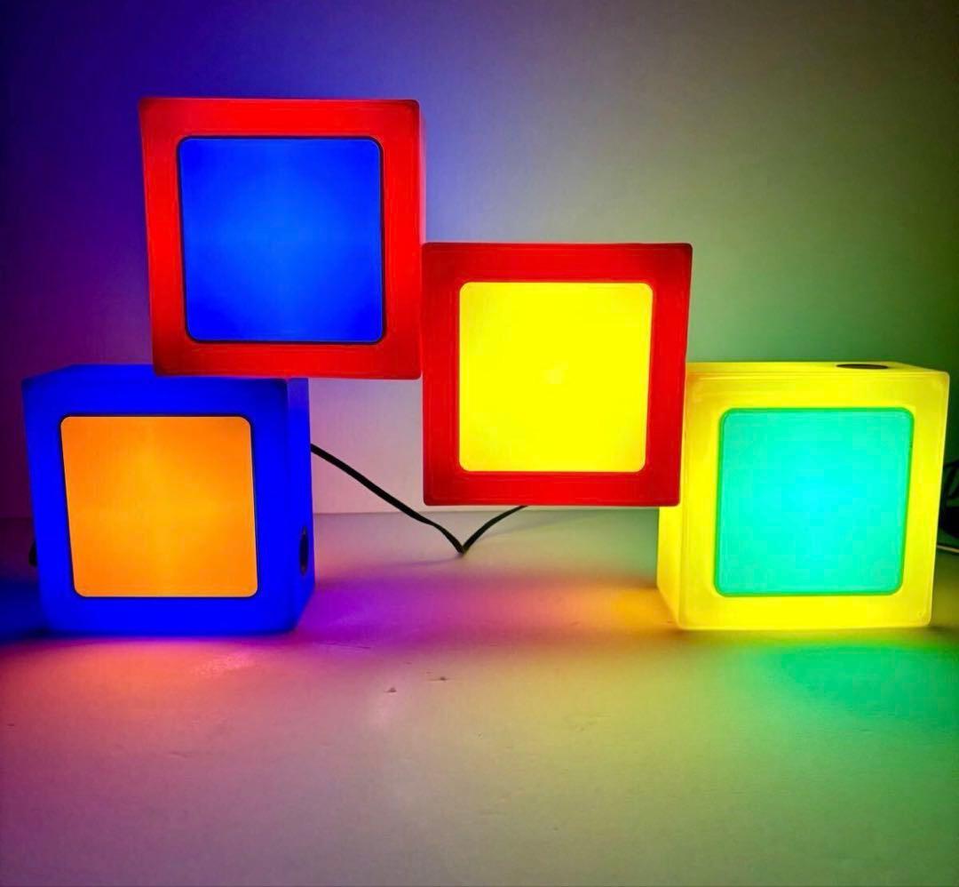 スペースエイジ レトロポップ 照明 カラフルライト 四角形 4個セット