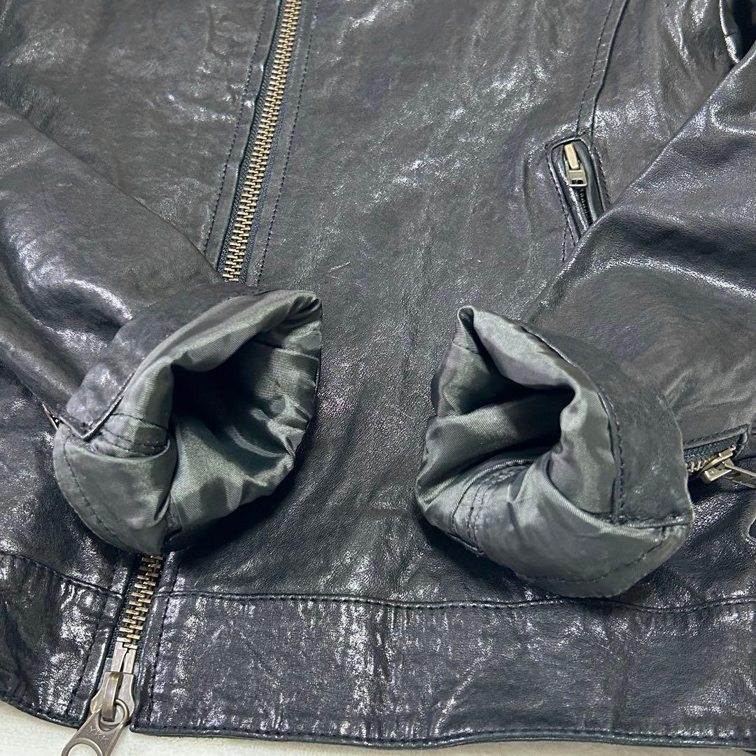 美品B&Yユナイテッドアローズ 羊革 ラムレザー シングルライダースジャケットM