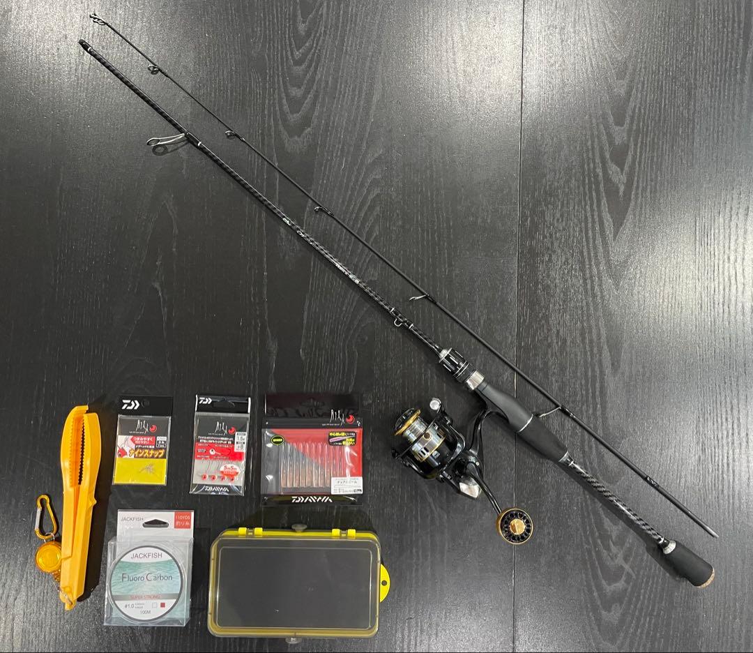 アジング釣りセット2ピースロッド（198㌢）&リール・ダイワ月下美人ワーム7点付